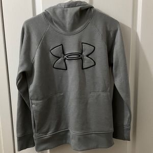 Womens under armour hooded pull over sweatshirt grey medium